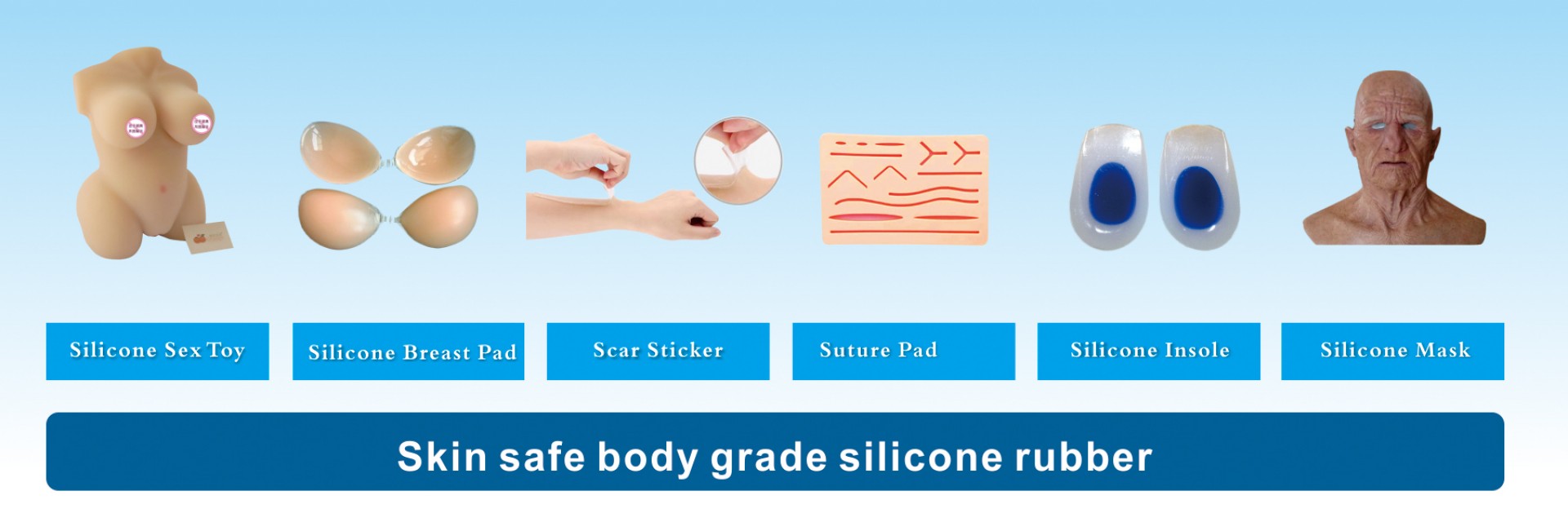 Skin safe body grade silicone rubber